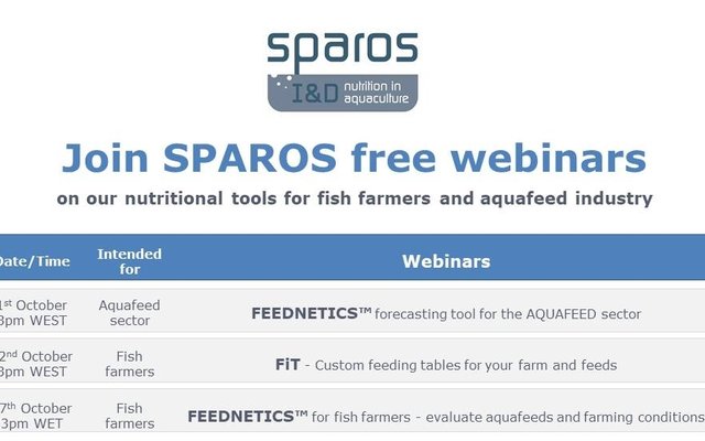 Join Sparos webinar series on nutritional tools