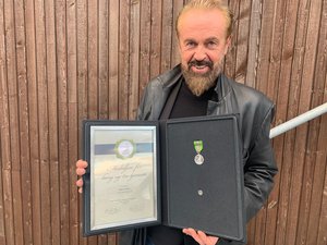 Terje Sæther receives the Norwegian medal for Long and Faithfull Service