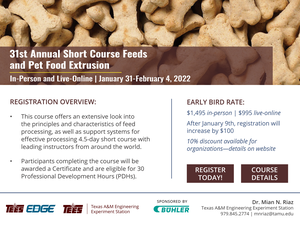 Register for Annual Practical Short Course on Feeds & Pet Food Extrusion