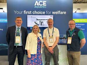 Ace Aquatec and Aquascot at Seafood Expo Global l-r Ben Perry, Tara McGregor-Woodhams, Dave Chapman, Andrew Davie