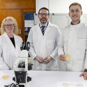 Pictured (l-r) Professor Margaret Crumlish, HE Mr Iain Frew, and Dr Chris Payne. Credit University of Stirling